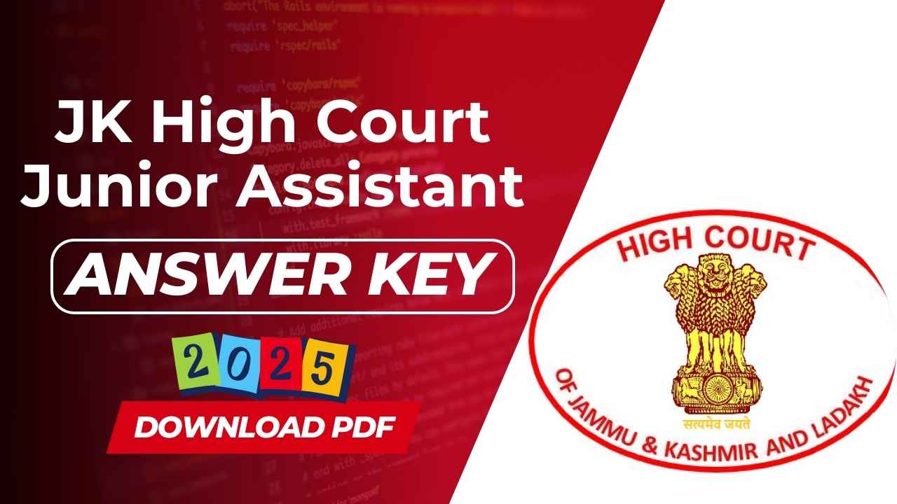 JK High Court Junior Assistant Answer Key 2025
